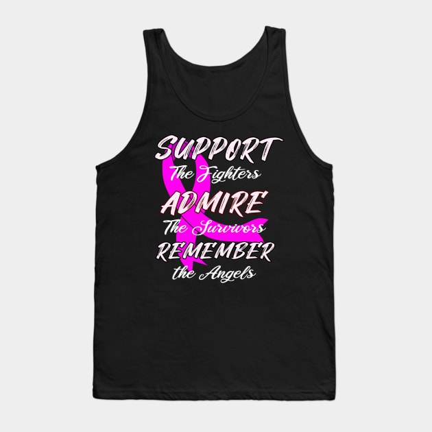 Support Breast Cancer Awareness Print Tank Top by Linco
